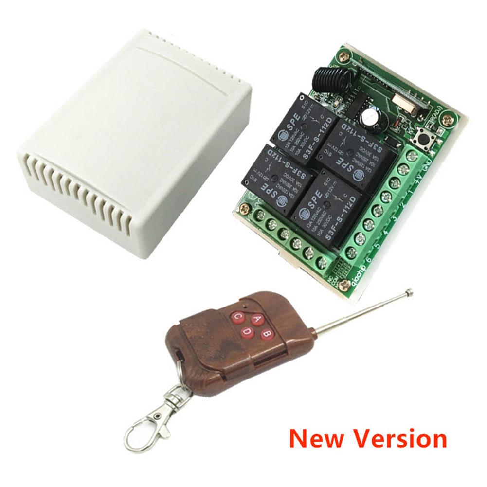 433 MHz Funk Fernschalter 4-Kanal DC12V - Für Licht, Ventilator, Garagentor