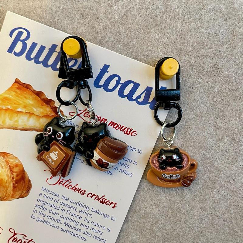 Black Cat Keychain Cute Cartoon Bag Pendant Keychain for Backpack Wallet Handbag Girlfriend Gift