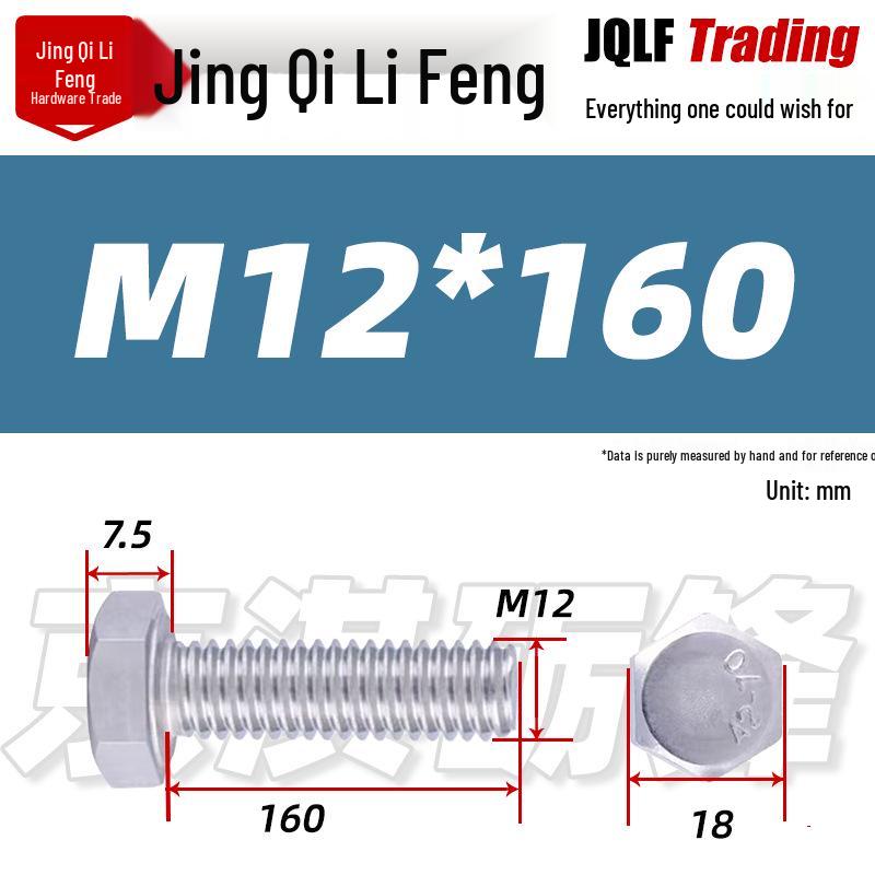201 Stainless Steel Hex Head Full Thread Bolt: Wear & Corrosion Resistant, M4-M14 for Aerospace Machinery