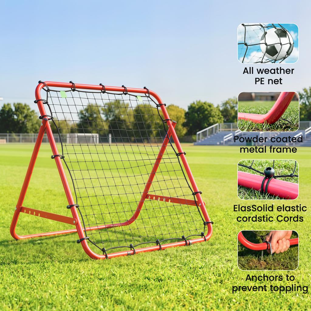 Adjustable Rebounder Net Kickback Target Goal for Teens Adults Training, Red