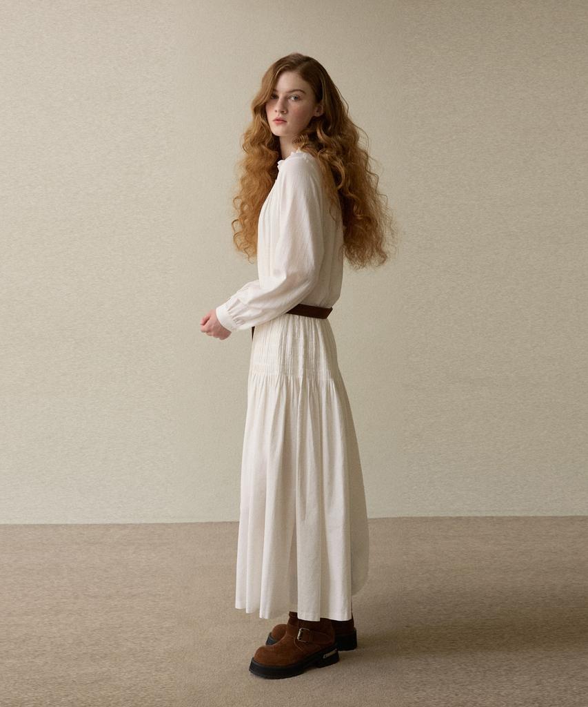 Opeundoeoseutyudio Handmade Wrinkle Pin Tuck Skirt Ivory