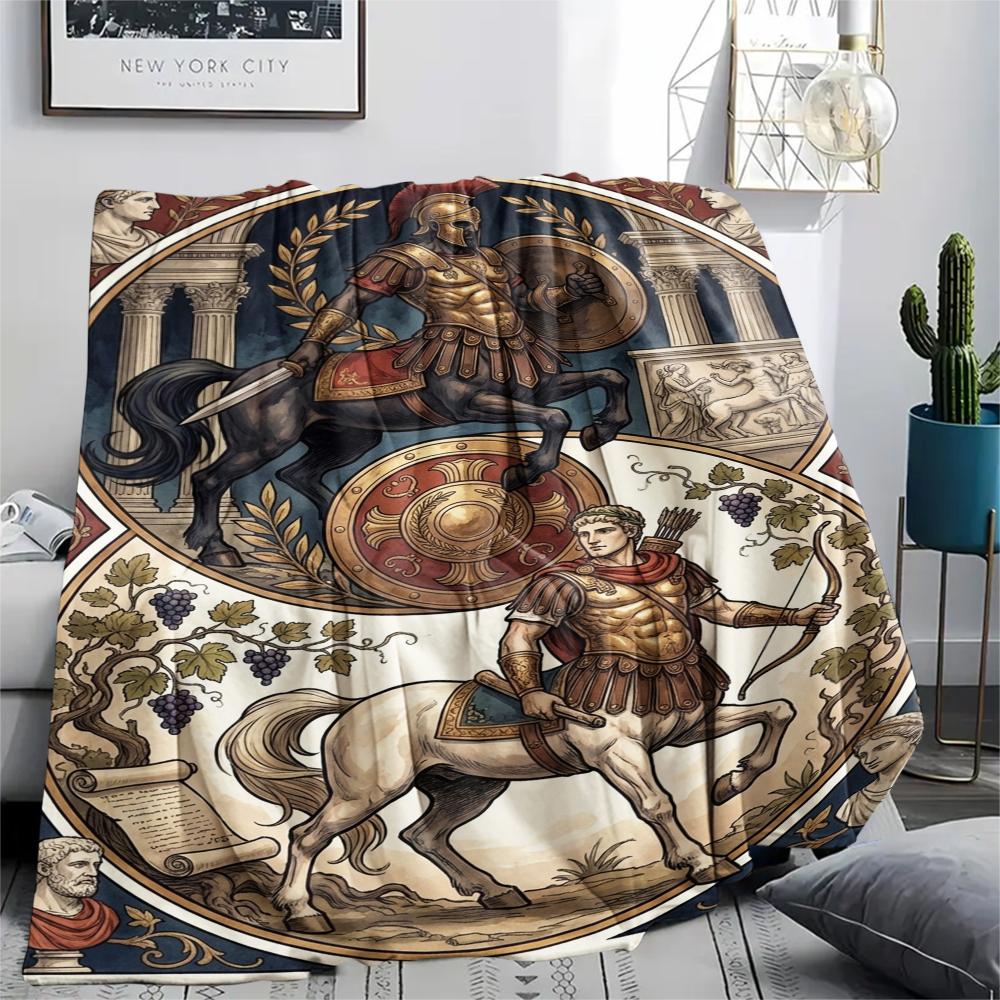 1Pc Centaur Print Flannel Blanket, High quality Comfortable for All Seasons, Home Decor, Warmth and Comfort, Perfect for Christmas Gifts W90