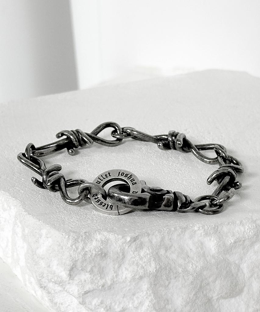Blessed Bullet Ss-10Mm Thorn Link Bracelet_Vintage Silver/Silver