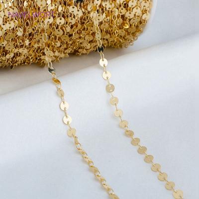14K Gold Plated Brass Double Holes Round Disc Chains,Supplies For Necklace Bracelet Anklet Making Findings Wholesale