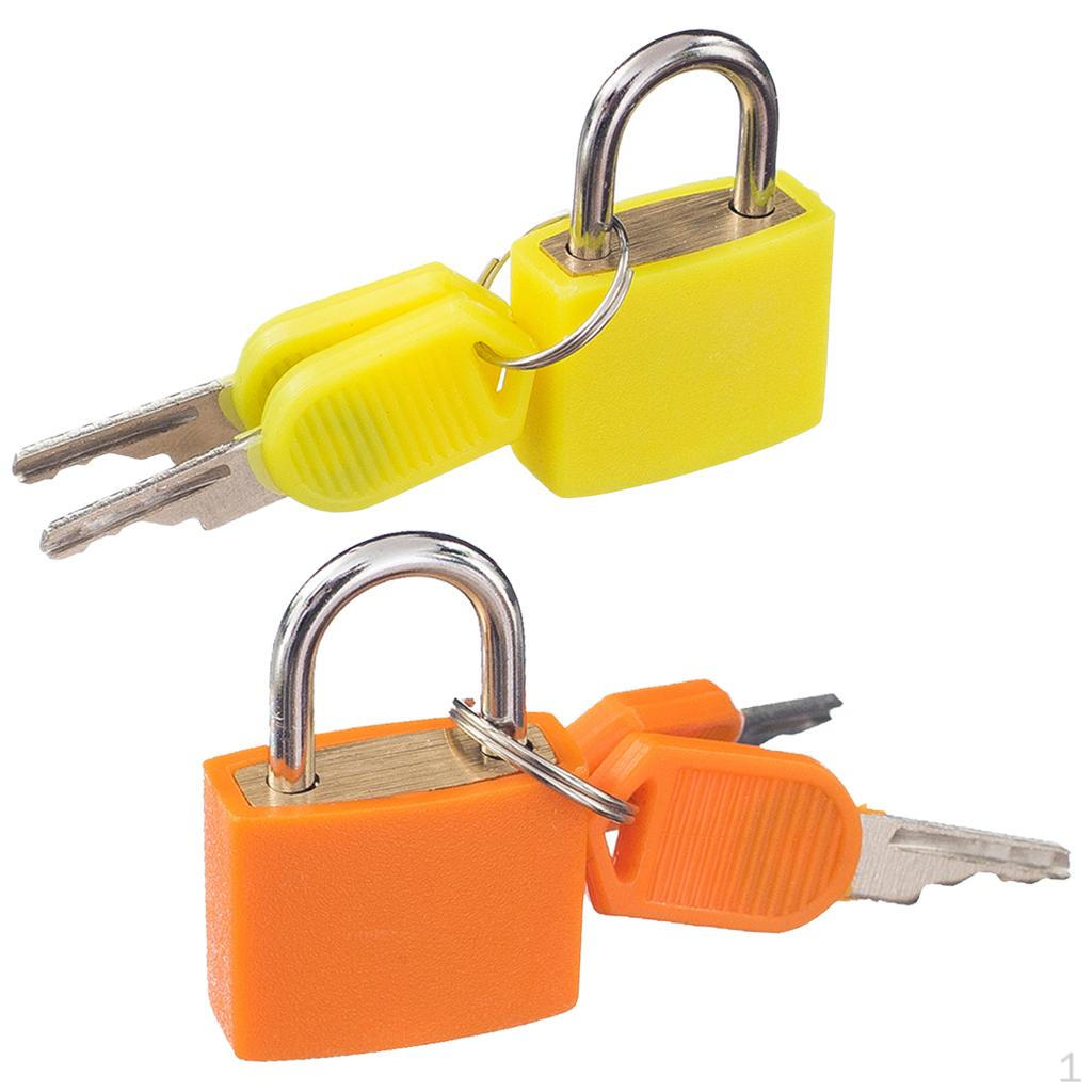 

2 шт., твердый латунный мини-замок с ключом, маленький навесной замок, замки с ключом для багажа, чемодана, рюкзака Orange Yellow