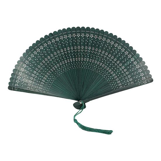 

Вінтажний складний віяло ручної роботи з бамбука, віяло для танців у китайському стилі з ажурним візерунком, ручний віяло для танцювальних виступів, літніх щоденних прогулянок зелений