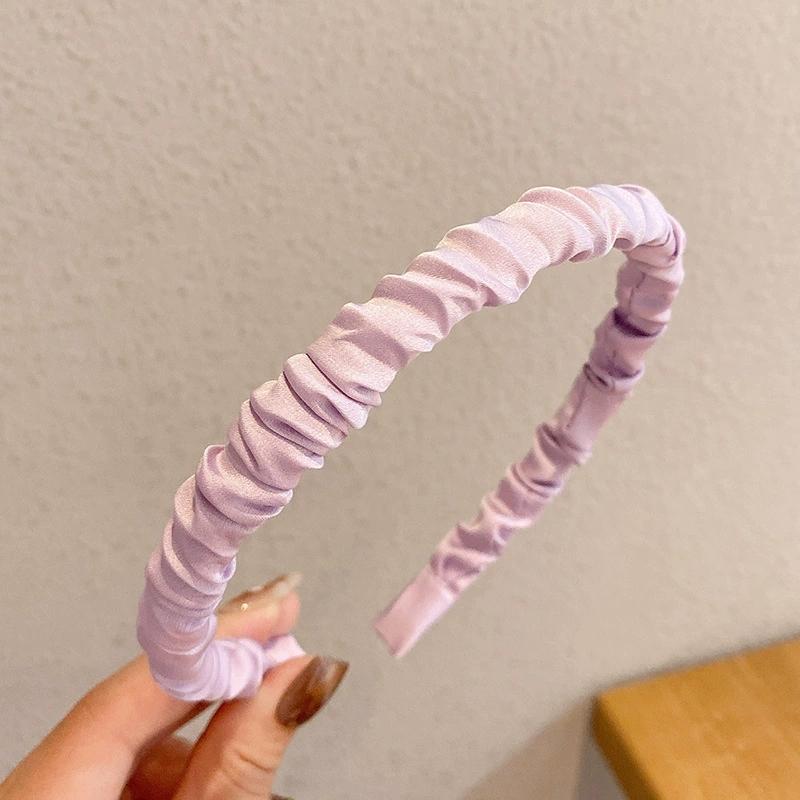 Simple headdress for women's satin pleated headband sweet temperament headband wash face pressure strap