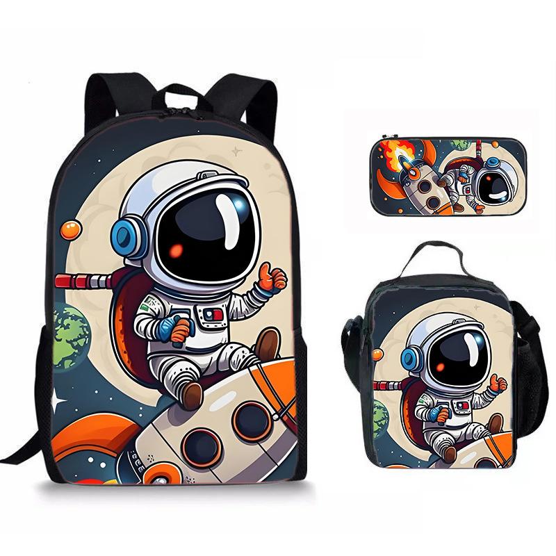 Classic Popular space astronaut 3D Print 3pcs/Set pupil School Bags Laptop Daypack Backpack Crossbody Lunch bag Pencil Case