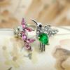 Elegant Cubic Zirconia Flower Bird Open Ring Women Party Wedding Jewelry Gift