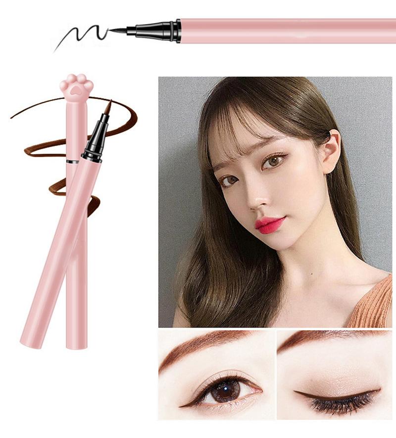 Voděodolná tužka na oční linky Tužka na oční linky odolná proti potu Tužka na oči Makeup na oči Roztomilé kočičí drápy Tenká hlava Rychleschnoucí oční linky