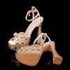 Fashion Luxury Handmade Full Rhinestones Peep Toe Women Sandals Fashion Crystal Platform Wedges High Heels Summer Wedding Sandals Shoes