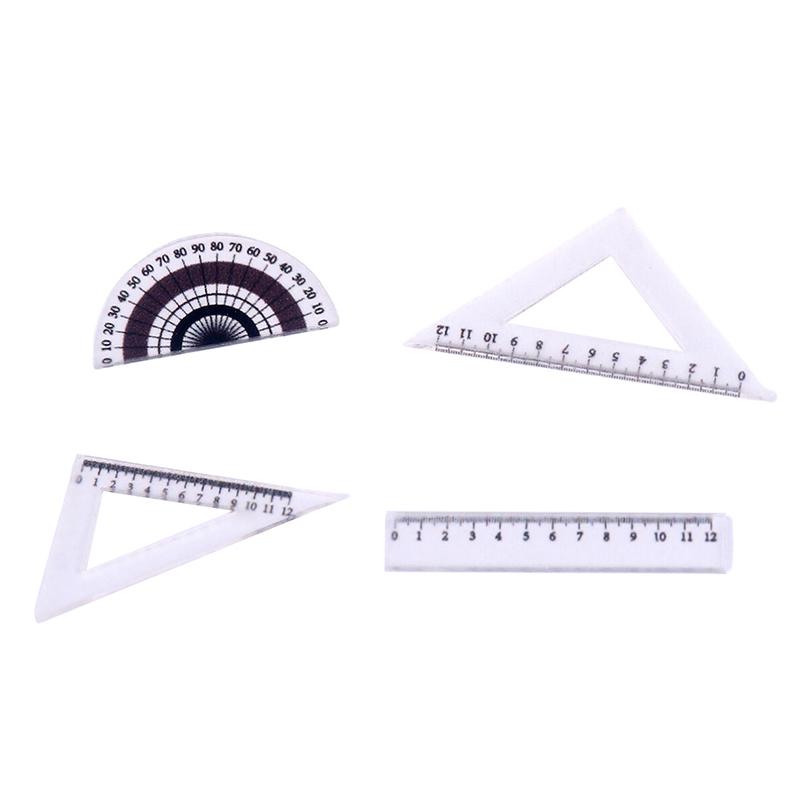 6/3Set Mini Ruler Triangle Rulers Dollhouse Simulation Miniature Creative School Model Dollhouse Accessories Home Decor