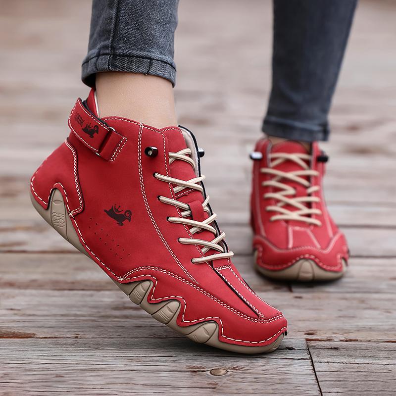 Women's High Top Sports Shoes Comfortable Lightweight Non Slip Walking Loafers Fashionable Lace Up Outdoor Bottomed Ankle Boots