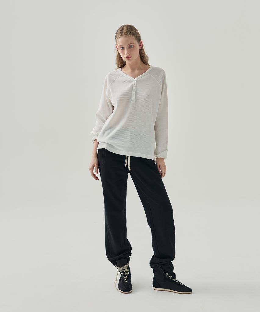 Deuloupisumeon Magnet Button Waffle T-Shirt [Ivory]
