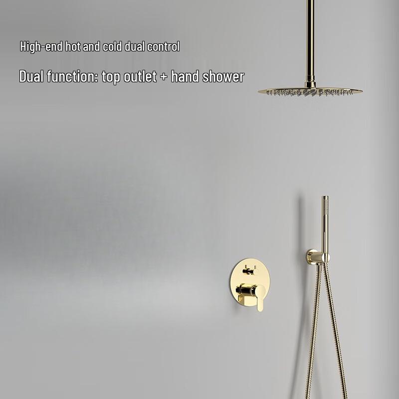 Xuan Yong Gold 3-Function 12-inch Ceiling Outlet Concealed Shower Set