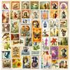50 Autocollants Timbres Médiévaux Manuel de Timbres Vintage Carnet de Bord Matériaux Bricolage Autocollants Décoratifs