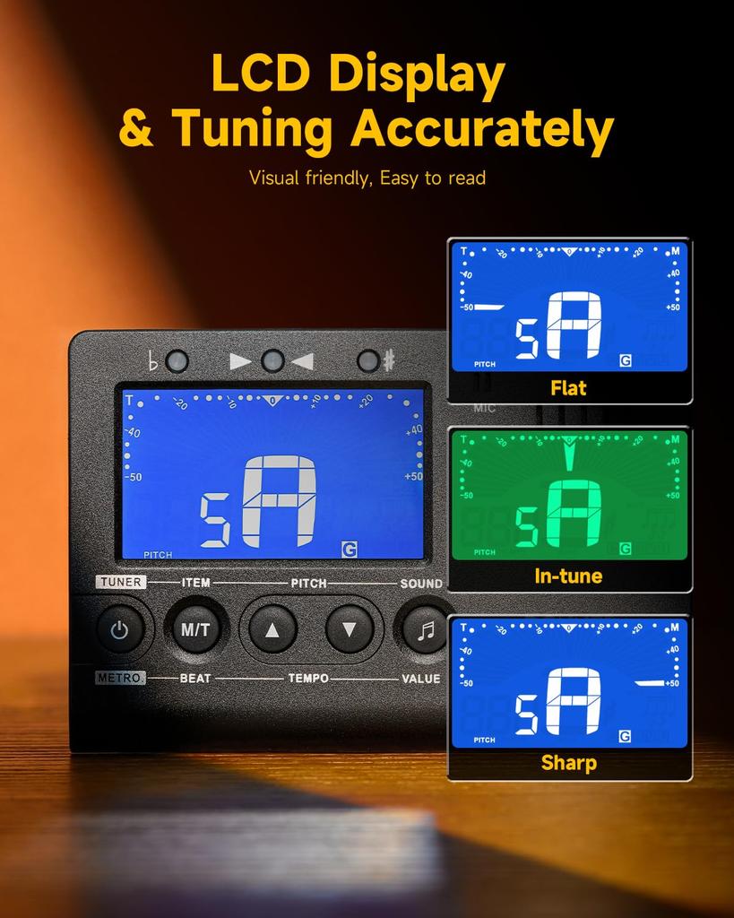 Donner Digital and Tone Generator for and Chromatic Instruments DMT-01 3-in-1 Metronome, Tuner, Guitar, Piano, Trumpet,