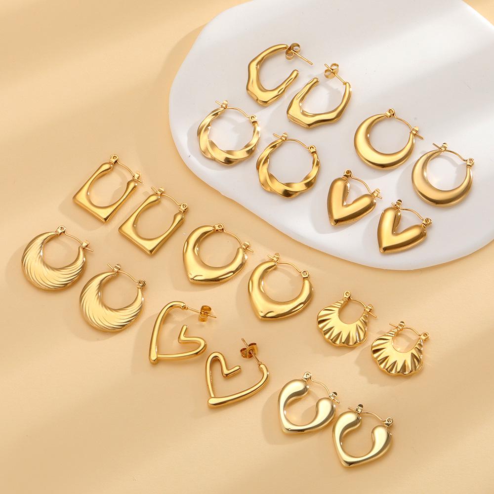 Stylish Gold Heart-Shaped Hoop Earrings for Women