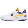 Li Ning Ace V Collection Cushioning Slip Resistant Abrasion Resistant Low Top Badminton Shoes Unisex White Purple AYTT001-4