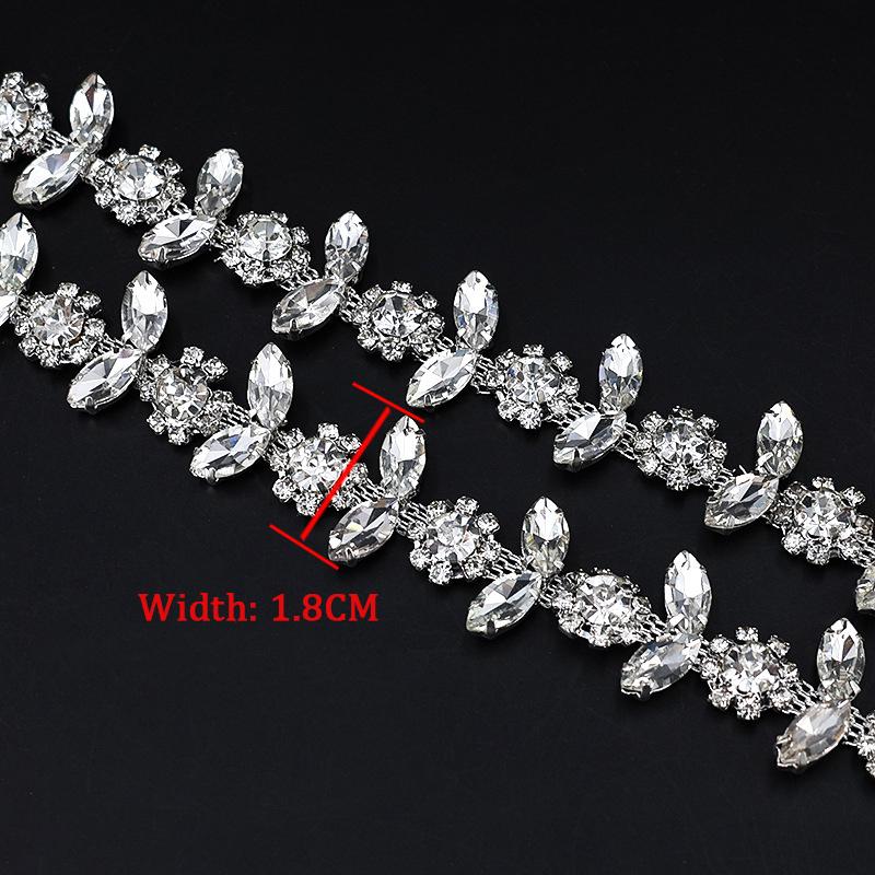 10Yards Rhinestone Sparkle Crystal Diamond Flower Leaf Rhinestone Chain Clothing Bags DIY Arts Wedding Party Gift Decoration