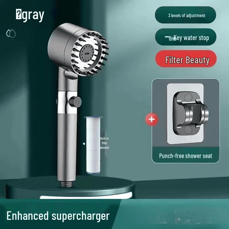 

LANGZHIWEN Pressurized Handheld Filter Shower Head with Bracket