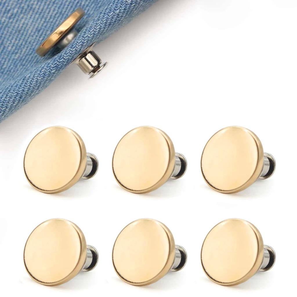 6PCS-Jeans Waist Buttons Nail Free Adjustable Waist Extenders Buttons Detachable Clothing Pants Waist Buckle