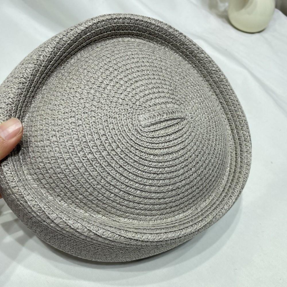 New Elegant Straw Beret Hat Classic Handmade Flight Attendant Hat Simple Teardrop Vintage Sun Hat Summer Wear
