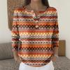 Women's Fashion Long Sleeve Plaid Geometric Print Top Elegant Casual Top