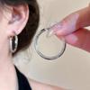 Minimalist Silver Needle Hoop Earrings - Light Luxury, Versatile, Women's High-End Metal Circle for Everyday Wear