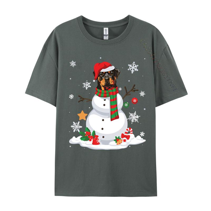 Funny Snowman Rottweiler Dog Santa Tshirt Black Cotton Tops  Tees Gift Cheap Custom T Shirt Brand Clothing