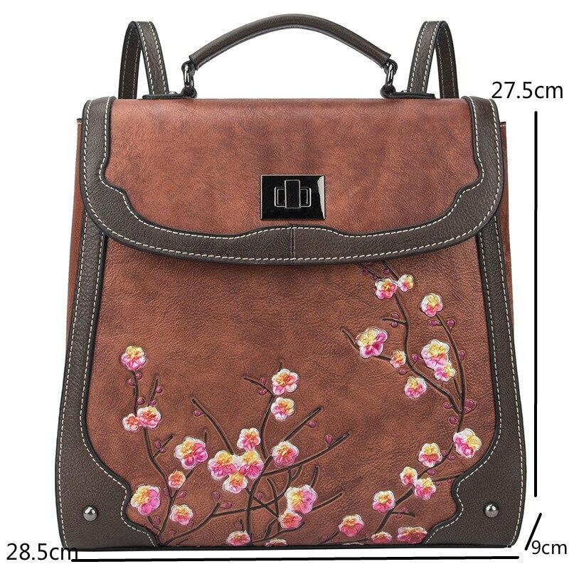 Handmade Embossing Genuine Leather Backpack 2021 New Women Bag Nature Soft Cowhide Travel Bags