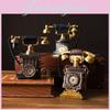 Retro Style Telephone Resin Craft Ornament For Study Room Shelf Display Decor