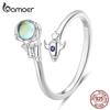 Bamoer 925 Silver Spaceman & Spacecraft Opening Ring Astronaut Adjustable Ring for Women Birthday Gift Fine Jewelry