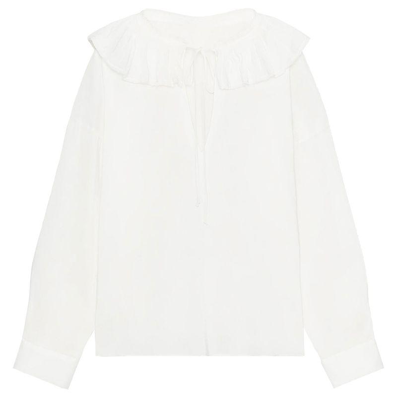 Zaprha 2025 Summer New Fashion Linen Blend Round Neck Loose Long Sleeve Shirts Top 8224149