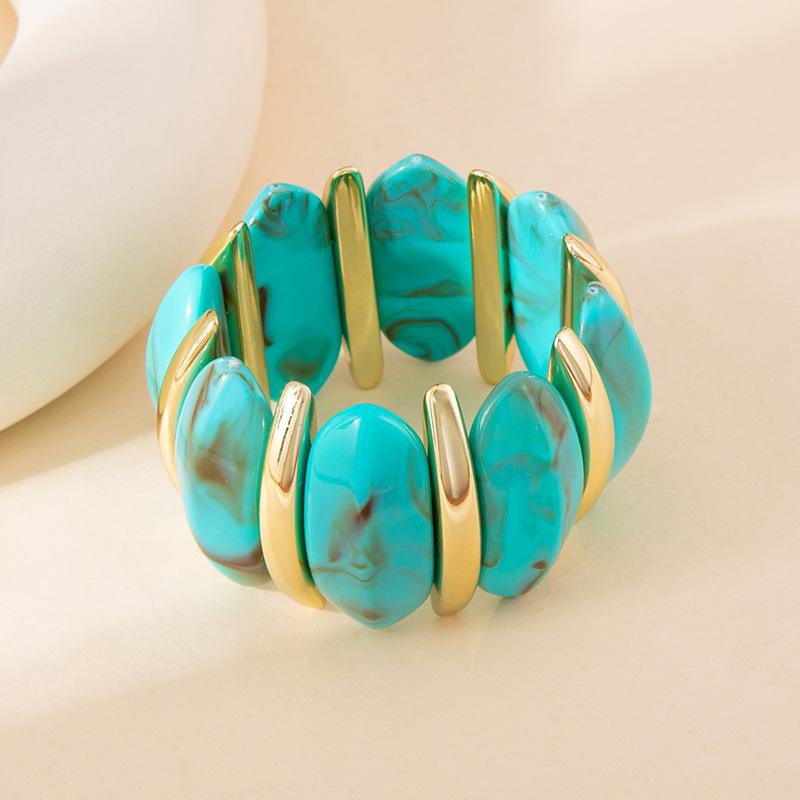 Color Smudged Acrylic Splicing Beaded Elastic Bracelet Exaggerated Bracelet Personalized High-End Jewelry