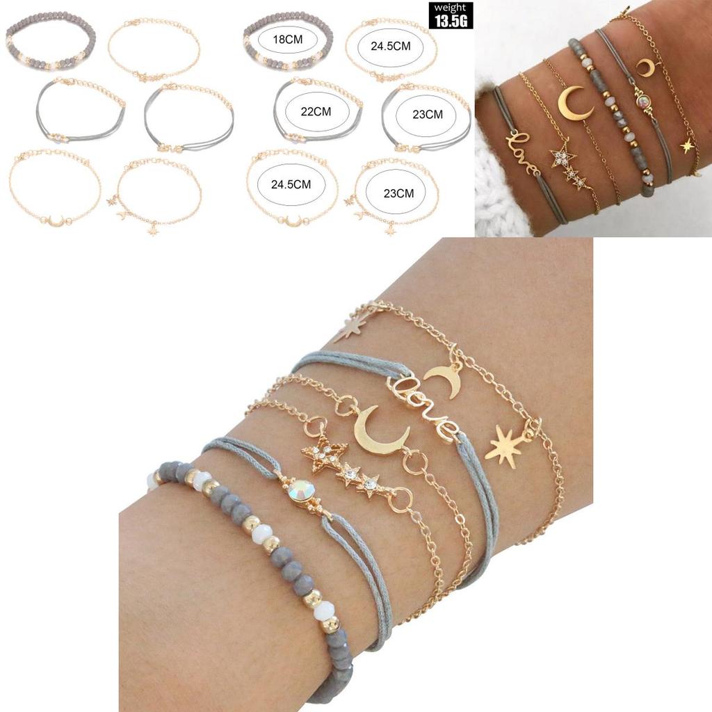 Trendy Autumn Bracelet Set With Star And Moon Pendants Unisex Design Perfect For Gifts