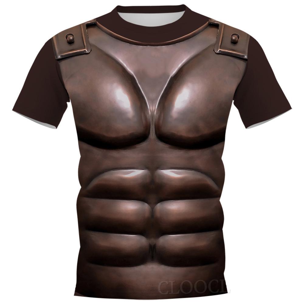 T-shirt Motif 3D Imprimé Armure T-shirt Homme Col Rond Manches Courtes Chemise Décontractée