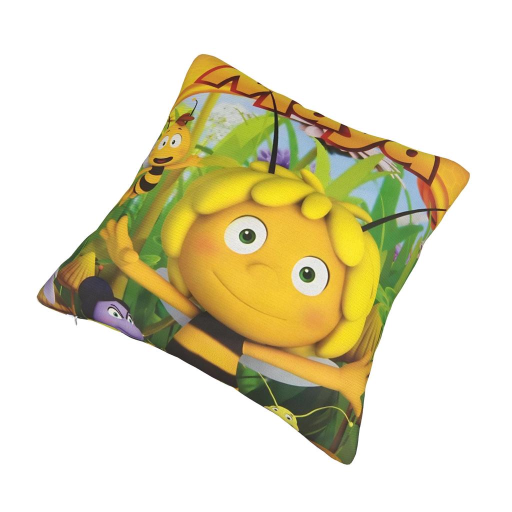 Decorative Pillow Cover Maya The Bee With Flower Cartoon Accessories Bedroom Throw Pillow Case Cover Square Style Multiple Sizes