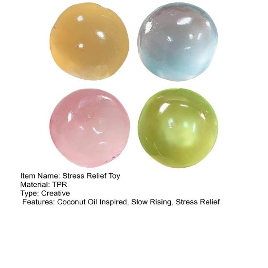 1/3/4Pcs Coconut Oil Stress Ball Slow Rising Stress Relief Clear Ball Squeeze Toy Non-Sticky Improving Focus Relaxation Stretchy Ball Sensory Toy