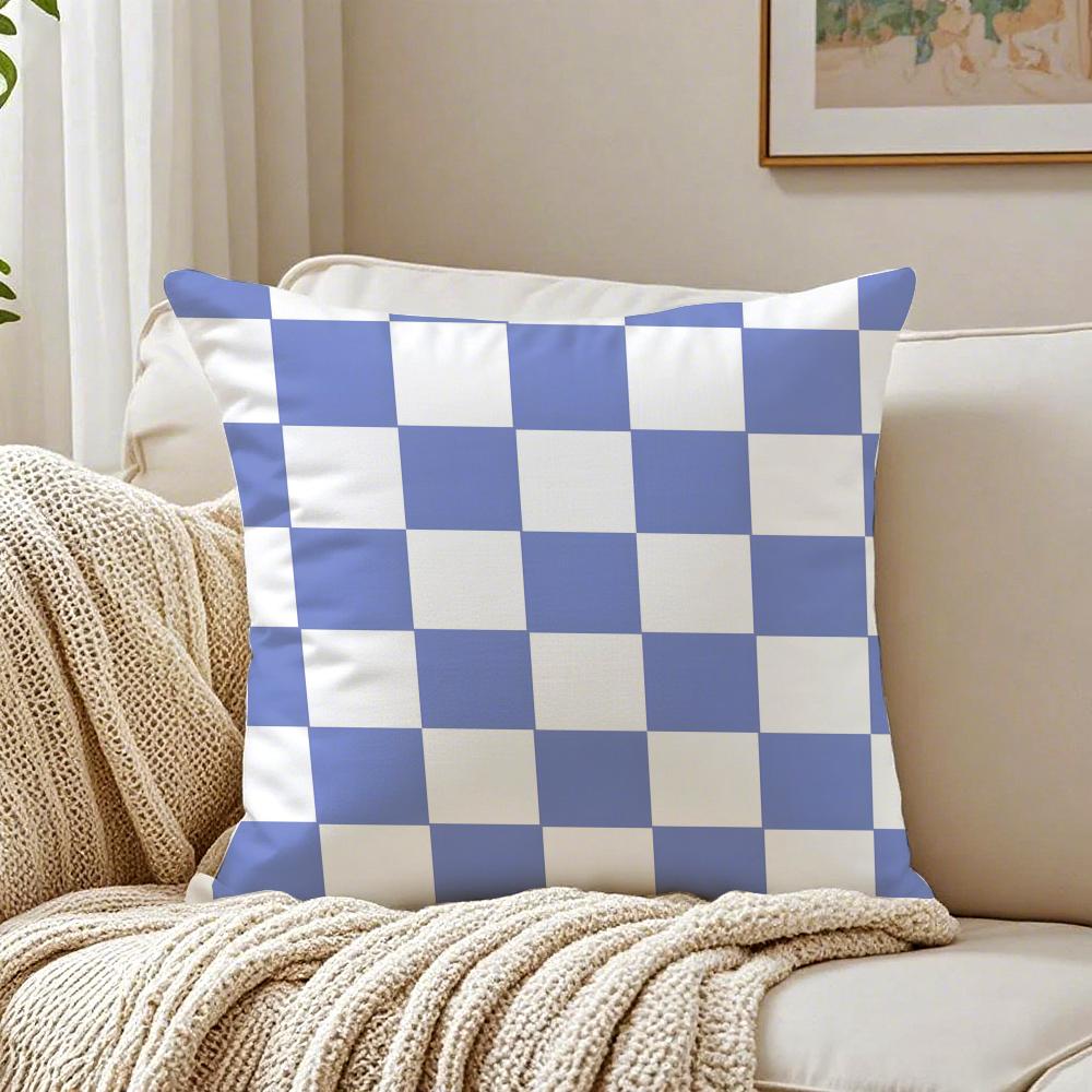 Artistic Elegant Plaid Prints Art Cushion Cover Linen Pillowcase Soft for Sofa Bed Home Room Decor
