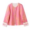 2025 Spring New Chinese Pink Jacquard Sequin Beaded Jacket Top ME5513
