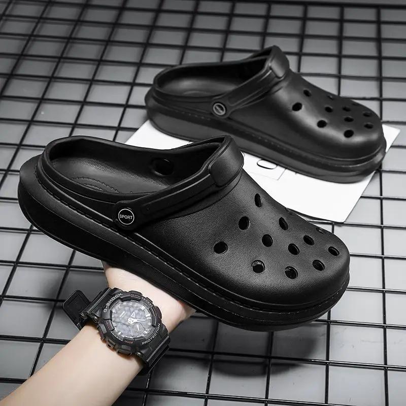 

Модные мюли на полуплатформе, пляжные шлепанцы с отверстиями, уличная мужская обувь из ЭВА, мужские тапочки, стиль 2025, забавный Y2k, повседневный, модный, элегантный, маскулинный 35-36