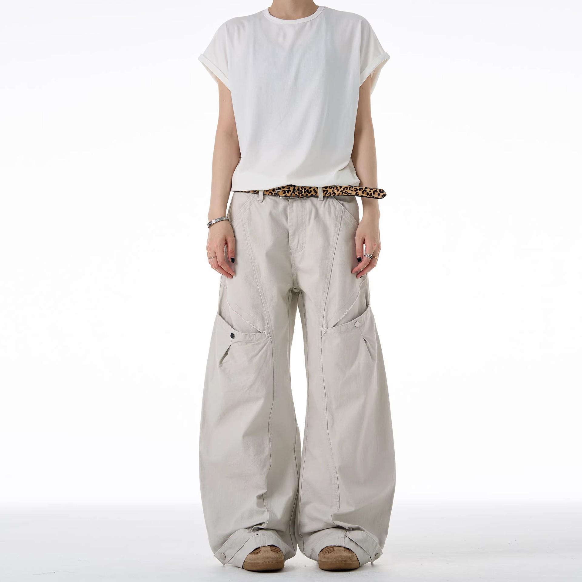 

Design-Conscious Deconstructed Curved-Leg Jeans: Trendy Retro Loose Straight Trousers for Men & Women M абрикосовый