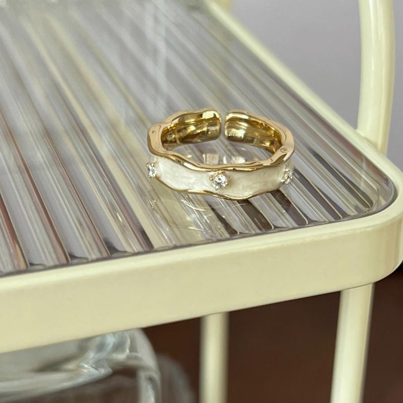 Retro Rose Shell Pearl Ring Female Colorful Sugar Cube Ring  Personality Adjustable Wave Pattern Ring Jewelry Gift