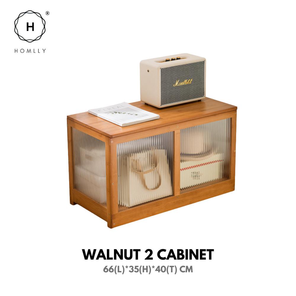 Homlly Storage Sitting Cabinet Bench Walnut 2 Cabinet