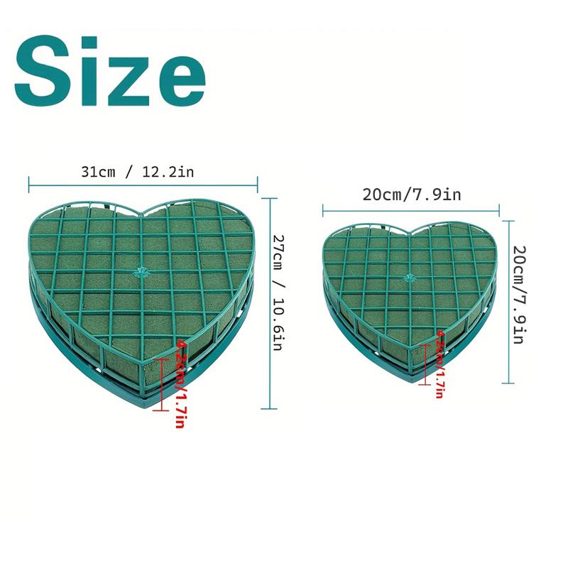 1pcs Large Floral Foam Blocks Heart Shaped Floral Bricks with Suction Cup Tray Green Florist Sponge Flower Mud for Wedding Party