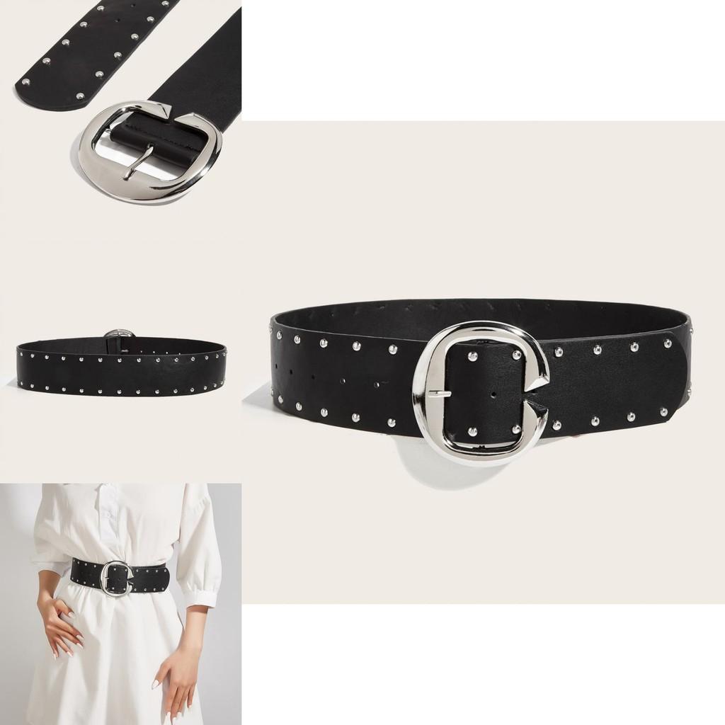 Fashion Rivet Belt With Alloy Buckle For Casual Outfits And Everyday Accessory