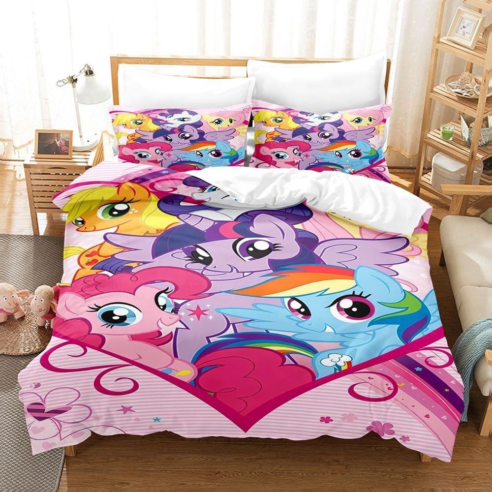 Exquisite 3D My Little P-Pony Wallpaper Digital Printing Bedding Set Duvet Cover Comforter Bed Youth Kids Girl Boys Gift