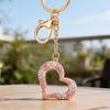 Keychain Pendant 3D Cartoon Heart Design Colorful Rhinestones Inlaid Key Chain with Lobster Clasp Key Ring Bags Accessories