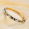 Exquisite Painting Enamel Flower Bangle Lightweight Metal Rhinestone Thin Bracelet  Beach Vacation